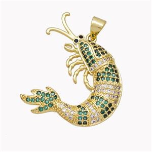 Copper Lobster Charms Pendant Pave Zirconia Gold Plated, approx 25-30mm