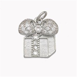 Christmas Gift Charms Copper Pendant Pave Zirconia Platinum Plated, approx 14-15mm