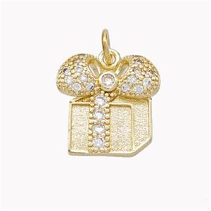 Christmas Gift Charms Copper Pendant Pave Zirconia Gold Plated, approx 14-15mm