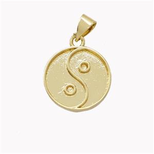 Copper Taichi Pendant Yinyang Gold Plated, approx 15mm