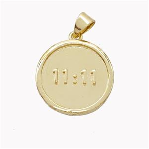 Copper Double Eleven Pendant Circle 11 Gold Plated, approx 18mm