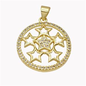 Copper Star Pendant Pave Zirconia Gold Plated, approx 21mm