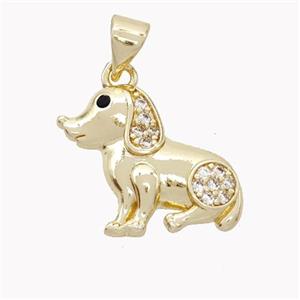 Copper Dog Pendant Pave Zirconia Gold Plated, approx 14-17mm