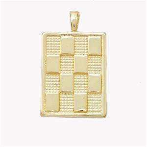 Copper Checker Pendant Rectangle Gold Plated, approx 17-28mm