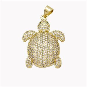 Copper Tortoise Pendant Pave Zirconia Gold Plated, approx 20-25mm