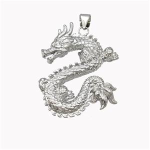 Copper Dragon Pendant Loong Platinum Plated, approx 24-30mm