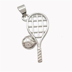 Copper Tennis Racket Pendant Sports Platinum Plated, approx 13-24mm