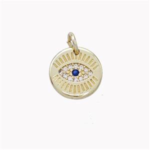 Copper Eye Pendant Pave Zirconia Gold Plated, approx 11mm