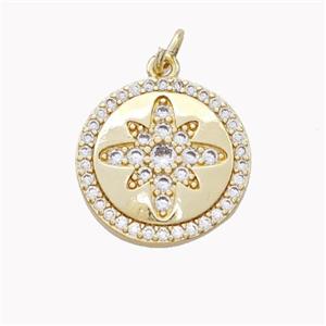 Copper Northstar Pendant Pave Zirconia Gold Plated, approx 16.5mm