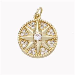 Copper Northstar Pendant Pave Zirconia Gold Plated, approx 16mm