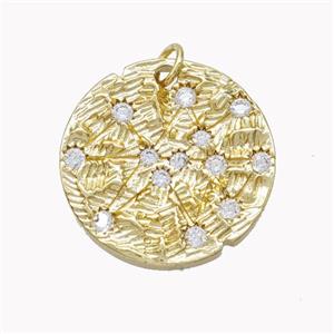 Copper Starmaps Charms Pendant Pave Zirconia Gold Plated, approx 21mm