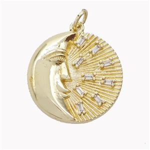 Copper Moon Pendant Pave Zirconia Gold Plated, approx 20mm