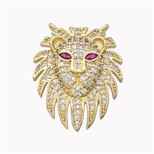 Copper Lion Pendant Pave Zirconia 2loops Gold Plated, approx 20-23mm