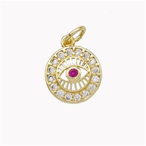 Copper Eye Pendant Micropave Zirconia Gold Plated, approx 10.5mm