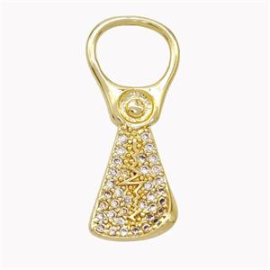 Copper Keychain Pendant Pave Zirconia Gold Plated, approx 9-22mm