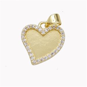 Copper Heart Pendant Pave Zirconia Gold Plated, approx 15mm