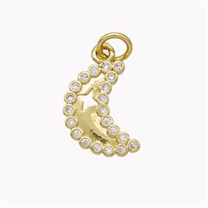 Copper Moon Pendant Pave Zirconia Gold Plated, approx 10-13mm