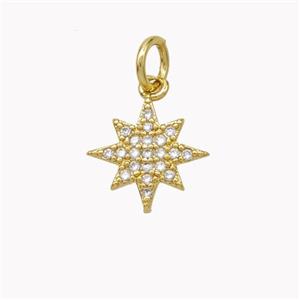 Copper Star Pendant Pave Zirconia Gold Plated, approx 11mm