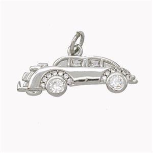 Copper Car Charms Pendant Pave Zirconia Platinum Plated, approx 8.5-25mm