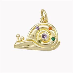 Copper Snail Pendant Pave Zirconia Gold Plated, approx 11-17mm