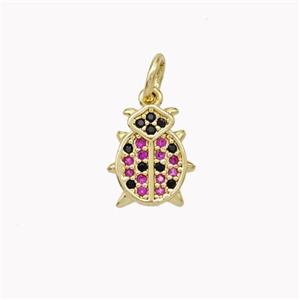 Copper Beetle Pendant Pave Zirconia Gold Plated, approx 8.5-10mm