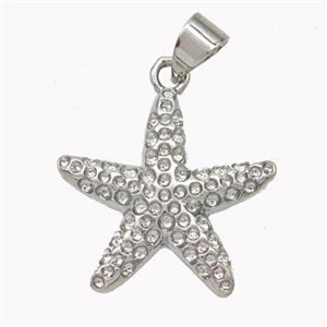 Copper Starfish Pendant Platinum Plated, approx 19mm