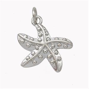 Copper Starfish Pendant Platinum Plated, approx 17mm