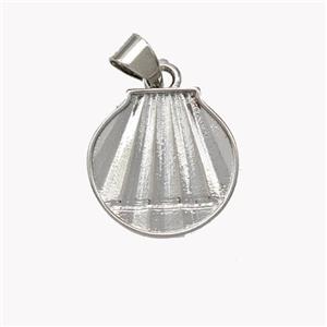 Copper Scallop Shell Pendant Platinum Plated, approx 15mm