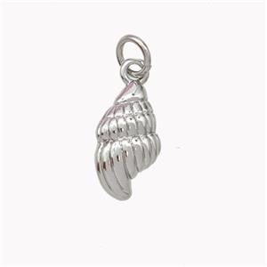 Copper Spiral Shell Pendant Platinum Plated, approx 8-14mm