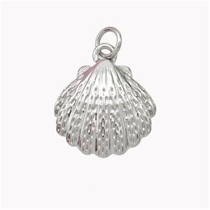 Copper Scallop Shell Pendant Platinum Plated, approx 15mm