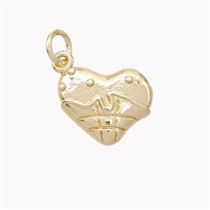 Copper Heart Pendant Gold Plated, approx 11-13mm