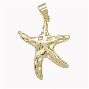 Copper Starfish Pendant Hammered Gold Plated, approx 24-26mm