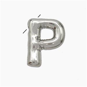 Copper Letter-P Pendant Platinum Plated, approx 10-15mm