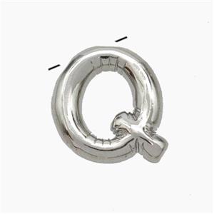 Copper Letter-Q Pendant Platinum Plated, approx 10-15mm