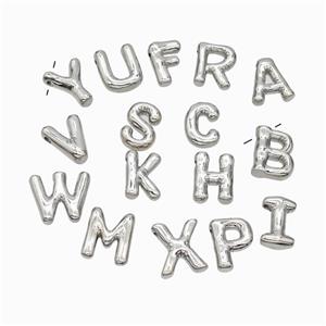 Copper Alphabet Pendant Mix Letters Platinum Plated, approx 10-15mm