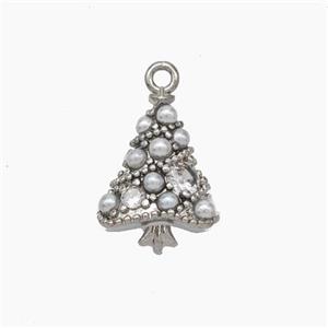 Christmas Tree Charms Copper Pendant Pave Pearlized Resin Platinum Plated, approx 10-14mm