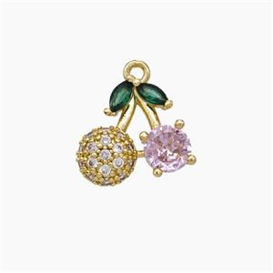 Copper Sherry Charms Pendant Micropave Zirconia Gold Plated, approx 12mm