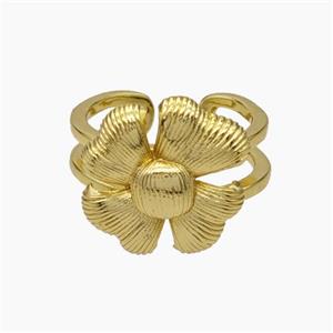 Copper Flower Rings Gold Plated, approx 18-19mm, 18mm dia