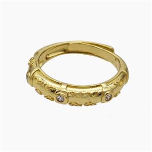 Copper Rings Pave Zirconia Adjustable Gold Plated, approx 4.5mm, 18mm dia