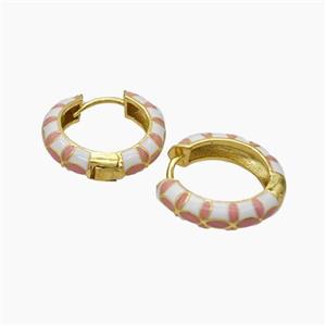 Copper Hoop Earrings Enamel Gold Plated, approx 5mm, 20mm dia