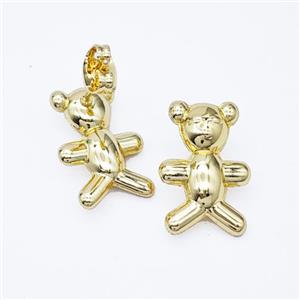 Copper Bear Stud Earrings Gold Plated, approx 12-18mm