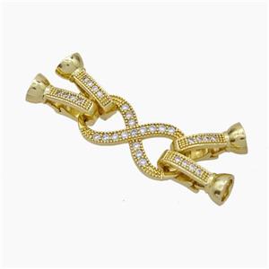 Copper Clasp Pave Zirconia Cord-End Infinity Gold Plated, approx 10-40mm