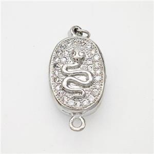 Copper Snake Connector Pave Zirconia Chinese Zodiac Platinum Plated, approx 10-14mm