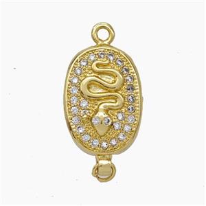 Copper Snake Connector Pave Zirconia Chinese Zodiac Gold Plated, approx 10-14mm