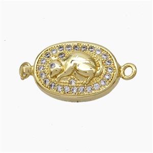 Copper Rat Connector Pave Zirconia Chinese Zodiac Gold Plated, approx 10-14mm