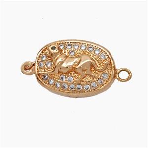 Copper Dog Connector Pave Zirconia Chinese Zodiac Rose Gold, approx 10-14mm