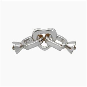 Copper Clasp Cord-End Heart Platinum Plated, approx 9mm, 5-12mm