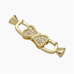 Copper Clasp Pave Zirconia Cord-End Heart Gold Plated, approx 5-10mm, 5-12mm