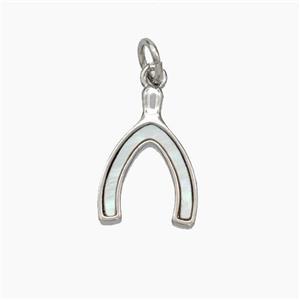 Copper Horseshoe Pendant Pave Shell Platinum Plated, approx 10-15mm