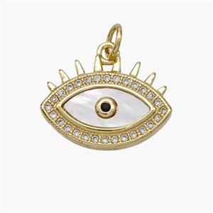 Copper Eye Pendant Pave Shell Zirconia 18K Gold Plated, approx 17-18mm